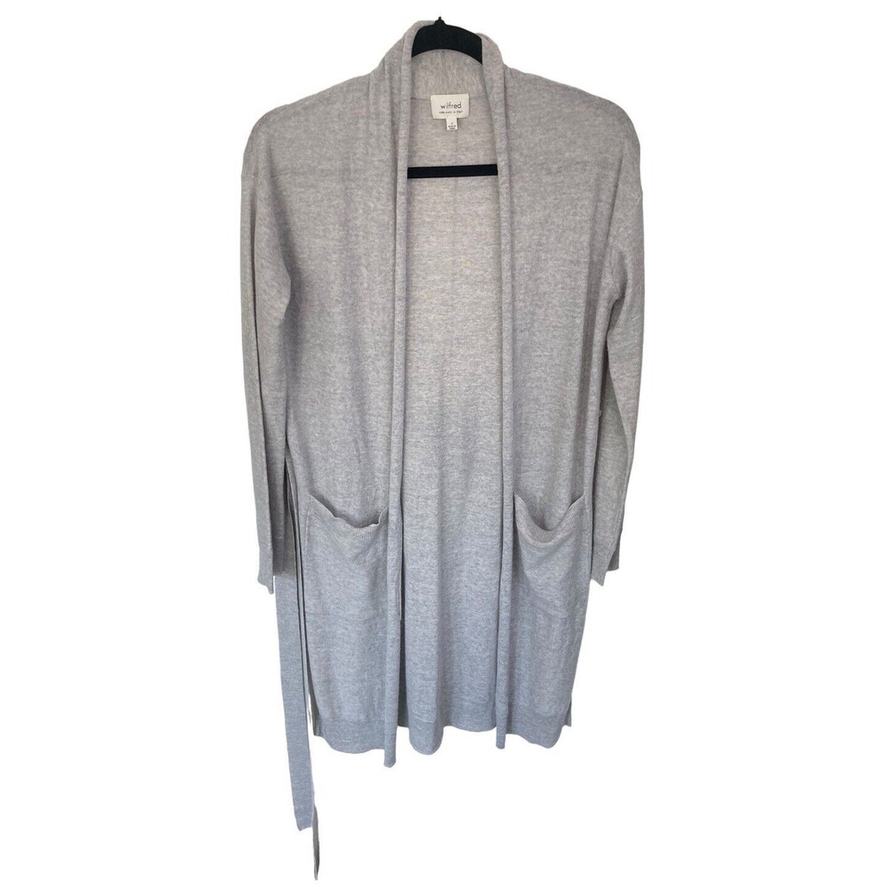 Wilfred Duster Belted Cardigan‎ Gray Size Small Lightweight 100% Wool